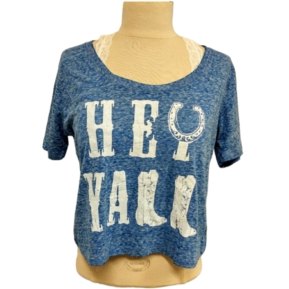 Hey Y'all Cropped Graphic T by Fifth Sun M Cowgirl Festival Western